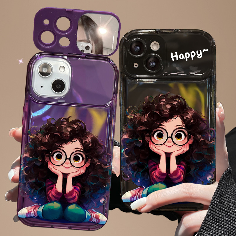 เคสโทรศัพท์มือถือกระจก ลาย Happy Mood น่ารัก พร้อมขาตั้ง สําหรับ IPhone 11 12 Pro Max X XR XS Max SE 7 Plus 8 Plus IPhone 13 Pro Max IPhone 14 15 Pro Max