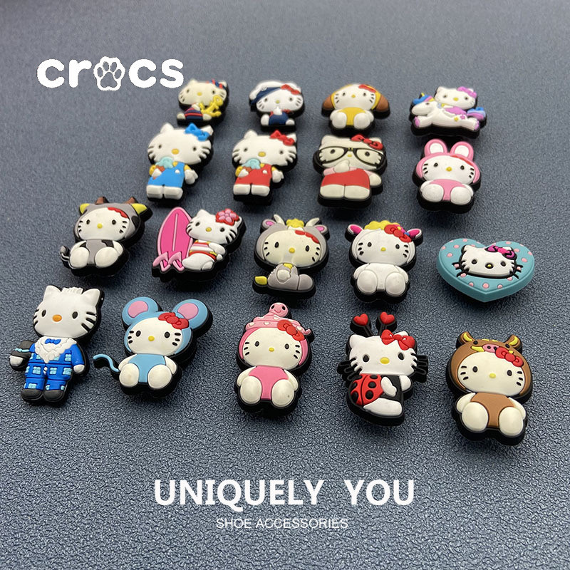 Crocs Jibbitz hello ketty หัวเข็มขัดรองเท้า KT Cat แฟชั่น Crocs อุปกรณ์เสริม Crocs charms การ์ตูนน่ารัก หัวเข็มขัดรองเท้า