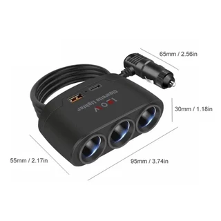 อะแดปเตอร์ที่ชาร์จในรถยนต์ 120W 12V 24V 3 ซ็อกเก็ตที่จุดบุหรี่แยก USB คู่ LED ชาร์จเร็ว สําหรับ IPhone IPad GPS Dashcam