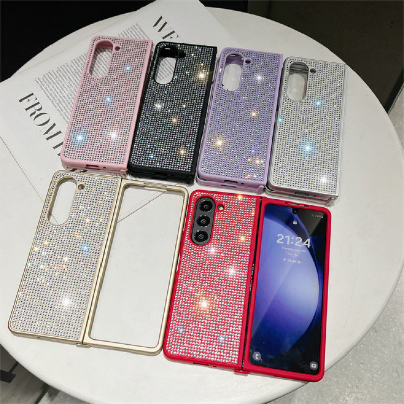 หรูหราแฟชั ่ น Full Bling Glitter Dimaond เคสโทรศัพท ์ สําหรับ Samsung Galaxy Z พับ 6 5 4 3 5G นุ ่ ม TPU กรอบกันกระแทก