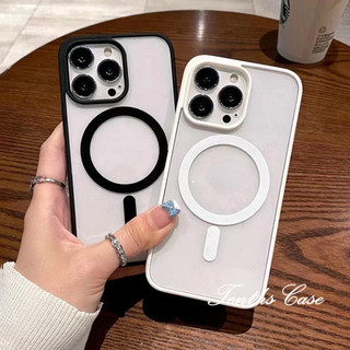 ใช้งานร่วมกับสําหรับ iPhone 16 15 11 14 13 12 Pro Max X XR Xs Max คุณภาพสูงโปร่งใส Protector แม่เหล็กชาร์จไร้สายเคสโทรศัพท์ปกอ่อน