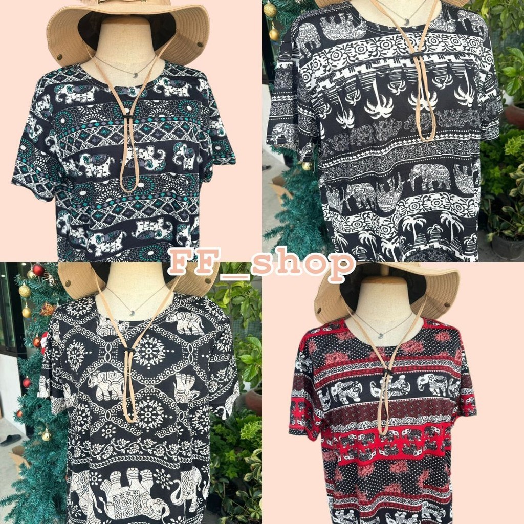 🛒FF.shop🛒เสื้อคอกลมลายช้าง ผ้านิ่ม ใส่สบาย พร้อมส่ง #A51