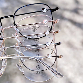 แว่นตากรองแสง สายตาสั้น 1.56/1.67 HD (-50 ถึง -600, -700, -800, -900, -1000) เคลือบสีฟ้า บล็อกการ์ตูนแมว กรอบสี่เหลี่ยม กรองแสงคอมพิวเตอร์ และโทรศัพท์มือถือ แว่นตาผู้หญิง