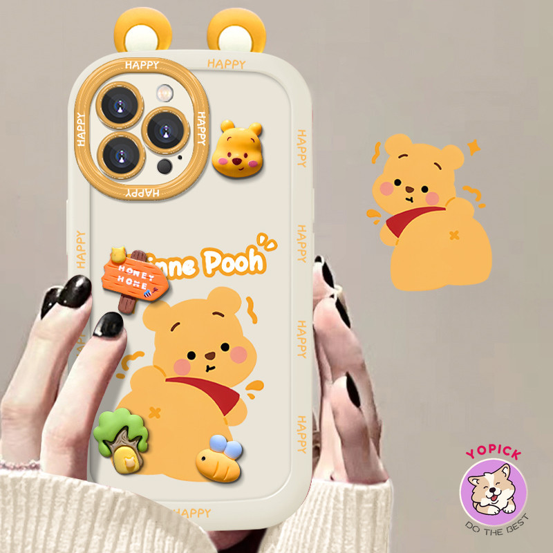 สีเหลืองหมีน้อยน่ารักเคสโทรศัพท์สําหรับiphone 16 16Pro 16Plus 11 12 13Pro Max 14Plus 15Pro XR XS Max 7 8 Plus SE2020 การ์ตูนฝาครอบโทรศัพท์สําหรับIPhone 16Pro Max JKP