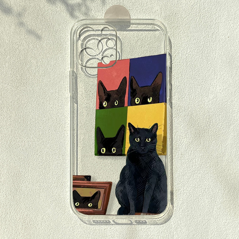 เคสโทรศัพท์มือถือ ลายแมวดํา สําหรับ Iphone 14Plus Xr Xs 15 12 Max 8 Promax Mini 14 7 13 11 pro