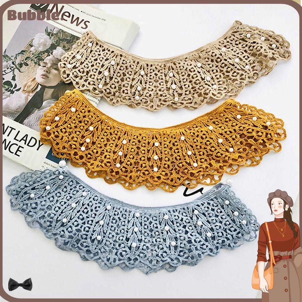 Bubble เสื้อลูกไม้ คอปาด ย้อนยุค มินิ เคป ปรับ เสื้อผ้า คอ ระบาย ปกเสื้อ ครึ่งตัว