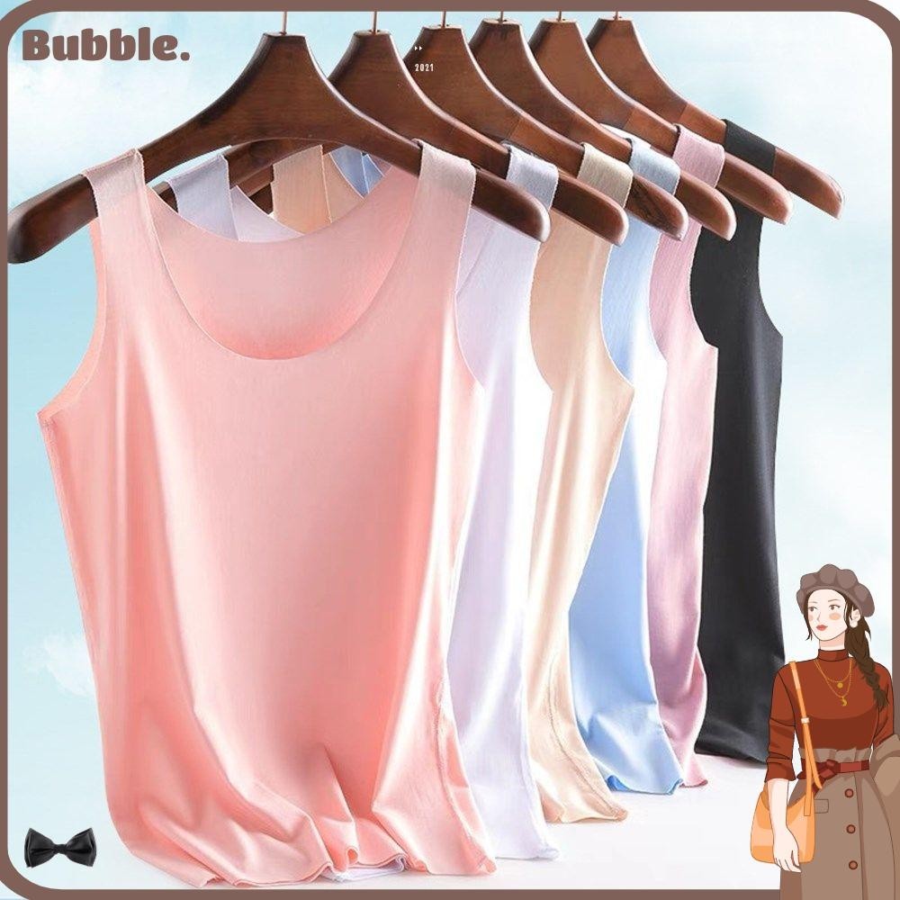 Bubble เสื้อกล้าม ผ้าเรยอน ไร้รอยต่อ สไตล์เกาหลี ฤดูร้อน