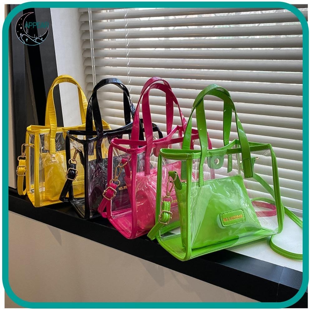 APPEAR กระเป๋าสะพายไหล่แฟชั่น PVC ใส กระเป๋าชายหาดเยลลี่พกพาใหม่