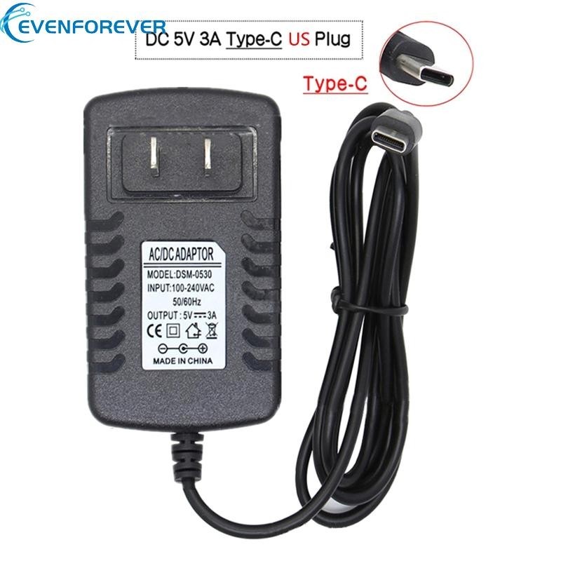 อะแดปเตอร์พาวเวอร์ซัพพลาย EV 5V 3A 3000mA USB Type-C สําหรับ 4 US EU Plug