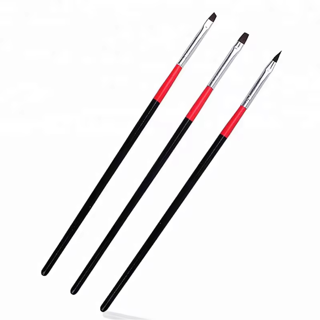 (ด้ามดำแดง3ด้าม) ชุดพู่กันเพ้นท์เล็บ ทาสีเจล ปั้นนูน3D อุปกรณ์เพ้นท์เล็บ อุปกรณ์ทำเล็บ