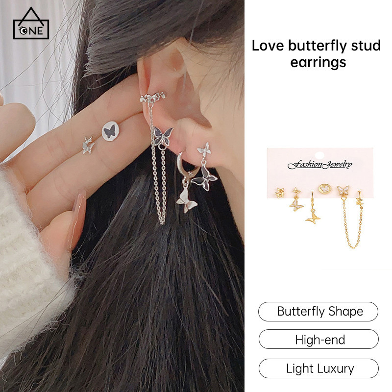COD❤️ต่างหูจี้ผีเสื้อหัวใจหรูหราแฟชั่นสไตล์เกาหลีละเอียดอ่อนY2Kเครื่องประดับสำหรับผู้หญิงของขวัญ-a.one