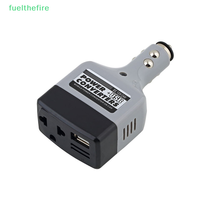 [Fuel] อะแดปเตอร์แปลงอินเวอร์เตอร์ DC 12V 24V เป็น AC 220V ที่ชาร์จ และ USB สําหรับรถยนต์