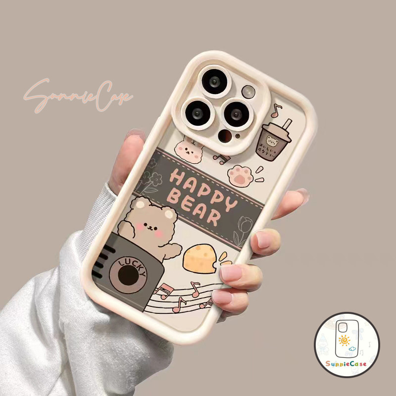 การ์ตูนน่ารักชานมแบร์ปลอกกระสุนคู่VIVO Y36 Y27 Y21 Y15 Y20 Y17 Y15s Y21s Y12i Y16 Y12 Y22 Y12s Y17s Y02 V25 Y91 Y22sY02s