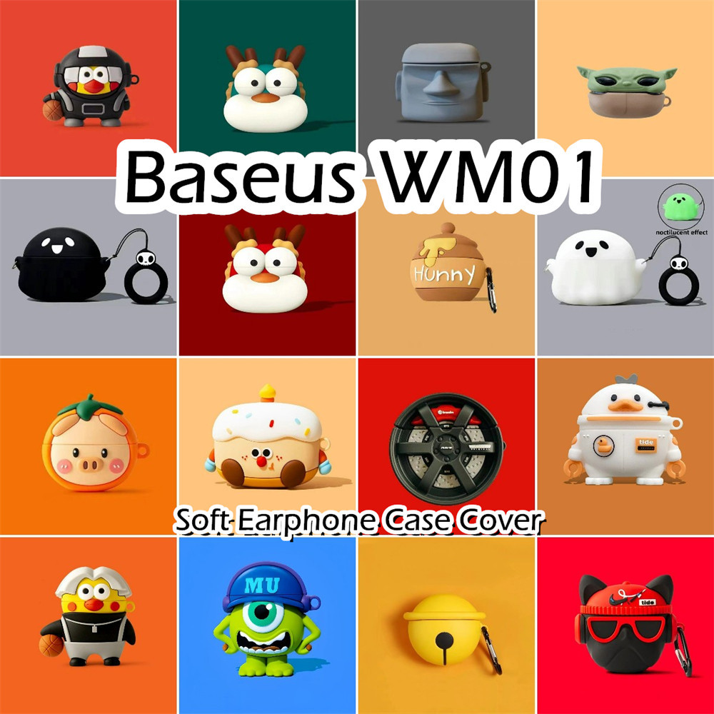พร้อมส่ง! นําไปใช้กับ Baseus WM01 เคส Case เคสหูฟัง รูปแบบสามมิติที่สร้างสรรค์ ซิลิโคนนุ่ม เคส เคสหูฟัง NO.3