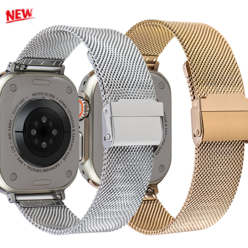 สายนาฬิกาข้อมือสเตนเลสโลหะ สําหรับ Apple Watch Ultra 2 49 มม. 45 มม. 44 มม. 42 มม. 41 มม. 40 มม. 38 มม. Iwatch Series 9 8 7 6 SE 5 4 3