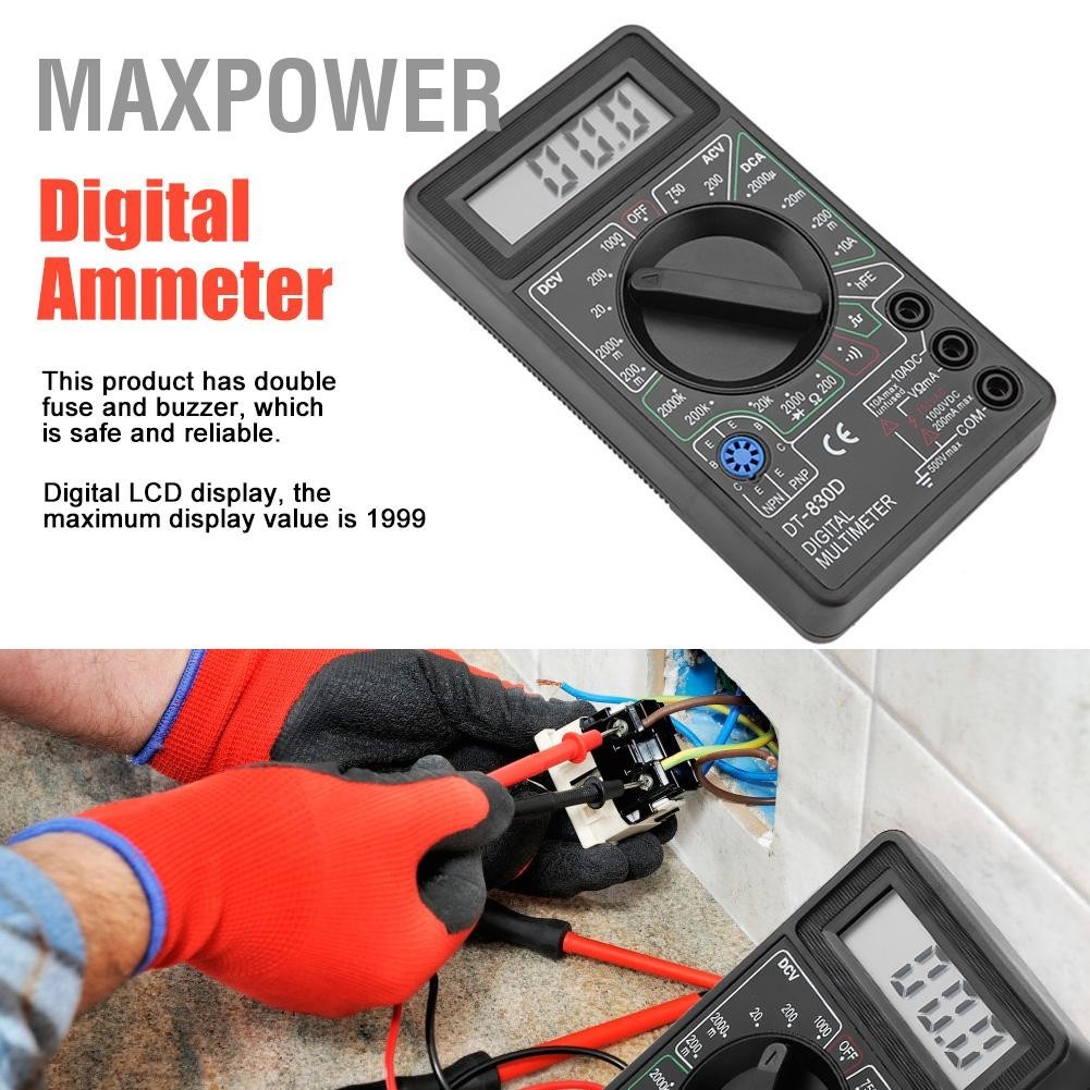 Maxpower DT830D Mini จอแสดงผล LCD มัลติมิเตอร์แบบดิจิตอลโวลต์มิเตอร์แอมป์มิเตอร์ Ohmmeter เครื่องมือ