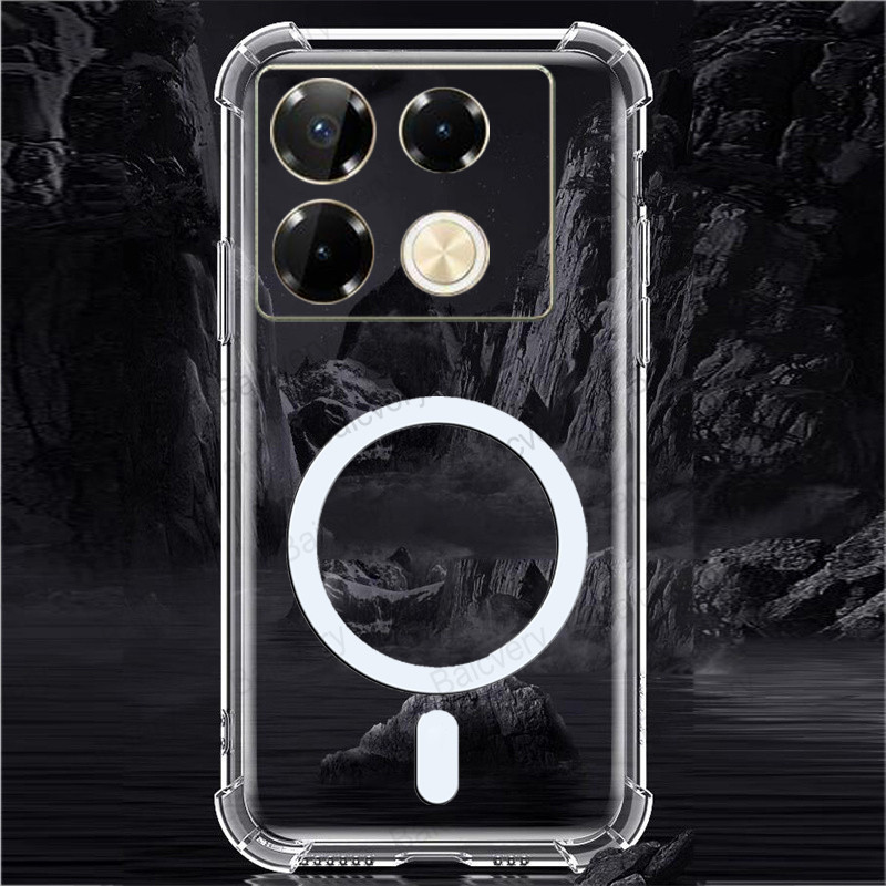 เคสโทรศัพท์ Infinix Note 40 5G X6852 / 40 4G X6853 / 40Pro 4G X6850 / 40 Pro 5G X6851 / 40 Pro+ X6851B เคสซิลิโคน TPU นุ่มใสฝาหลังพร้อมสติกเกอร์แม่เหล็ก