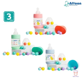 Attoon ขวดนม 3 ,5 ,8 ออนซ์ คอแคบ แพ็ค 3 ขวด พร้อมจุก รุ่น Color Slim TTTYU Baby Shop