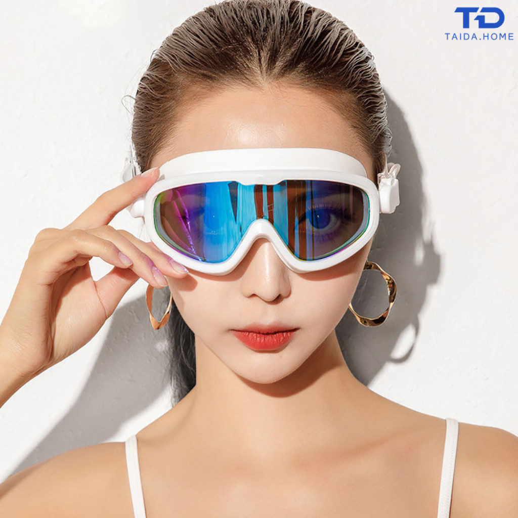 แว่นตาว่ายน้ำ แว่นตาดำน้ำความละเอียดสูง กันน้ำ ป้องกันฝ้า รุ่นสำหรับผู้ใหญ่ ชุบไฟฟ้า และเด็ก กรอบซิลิโคน วัสดุปลอดภัย