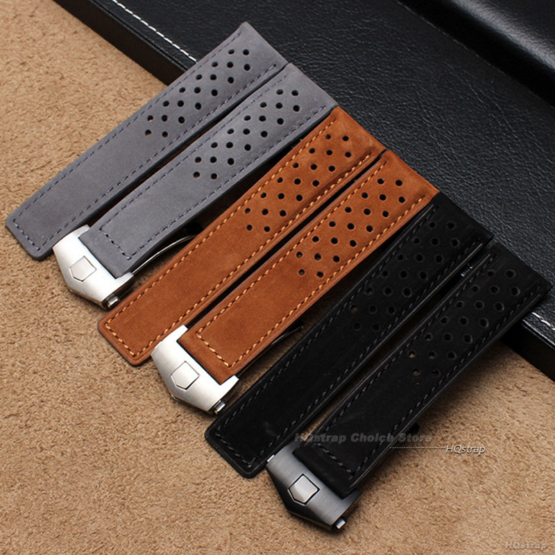 20 มม.22 มม.24 มม.Cowhide สําหรับ TAG Heuer สร้อยข้อมือวินเทจ Monaco Series Bands สําหรับ TAG Heuer ผู้ชายผู้หญิง Band Carrera Series เข็มขัด