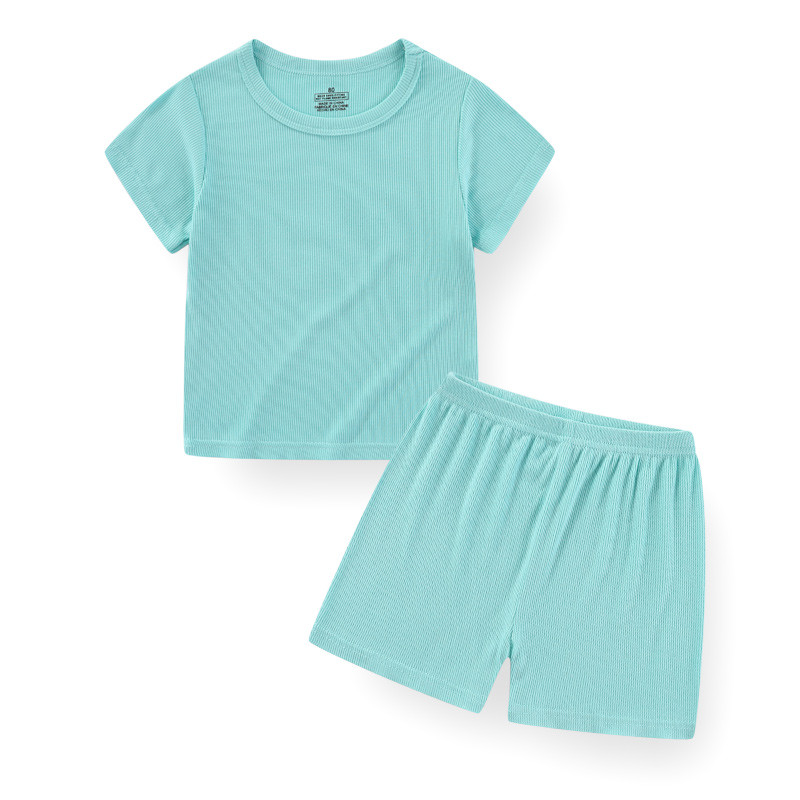 Kiddiezoom เด็กทารกเด็กผู้หญิงกางเกงขาสั้นแขนสั้น 2 ชิ้น Causal Soild สีเสื้อผ้า