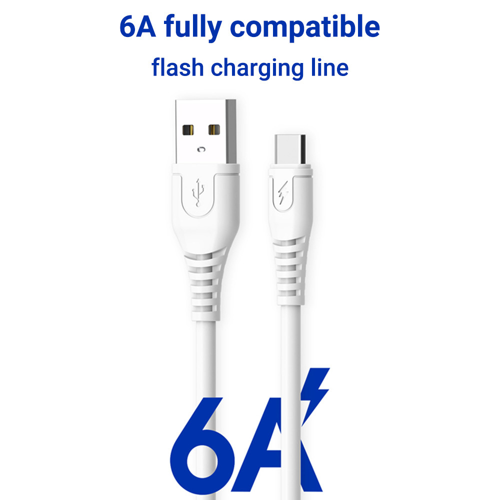 สายชาร์จข้อมูล 6A เหมาะสำหรับ for Type-c for Android ป้องกันการงอ สายชาร์จข้อมูล สายชาร์จข้อมูล Andr