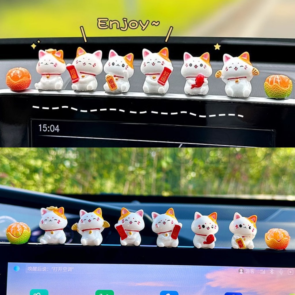 ทําเอง ตกแต่งภายในรถยนต์ / น่ารักเรซิ่นเครื่องประดับแมวนําโชค / มินิ จ้าวไฉ จินลี่ แมวสําหรับรถแดชบอร์ดตกแต่ง / สวนไมโครอุปกรณ์ตกแ