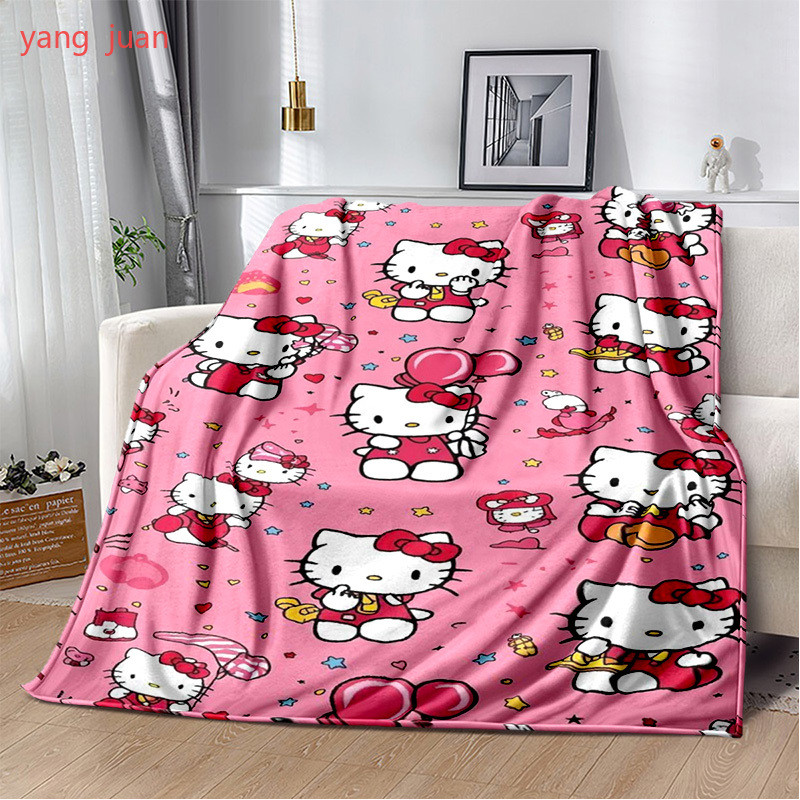Soft Hello Kitty ผ้าห่มสีขาว Sanrio Cat Character Quilt Perfect Custom สําหรับแฟนๆ Hello Kitty w76