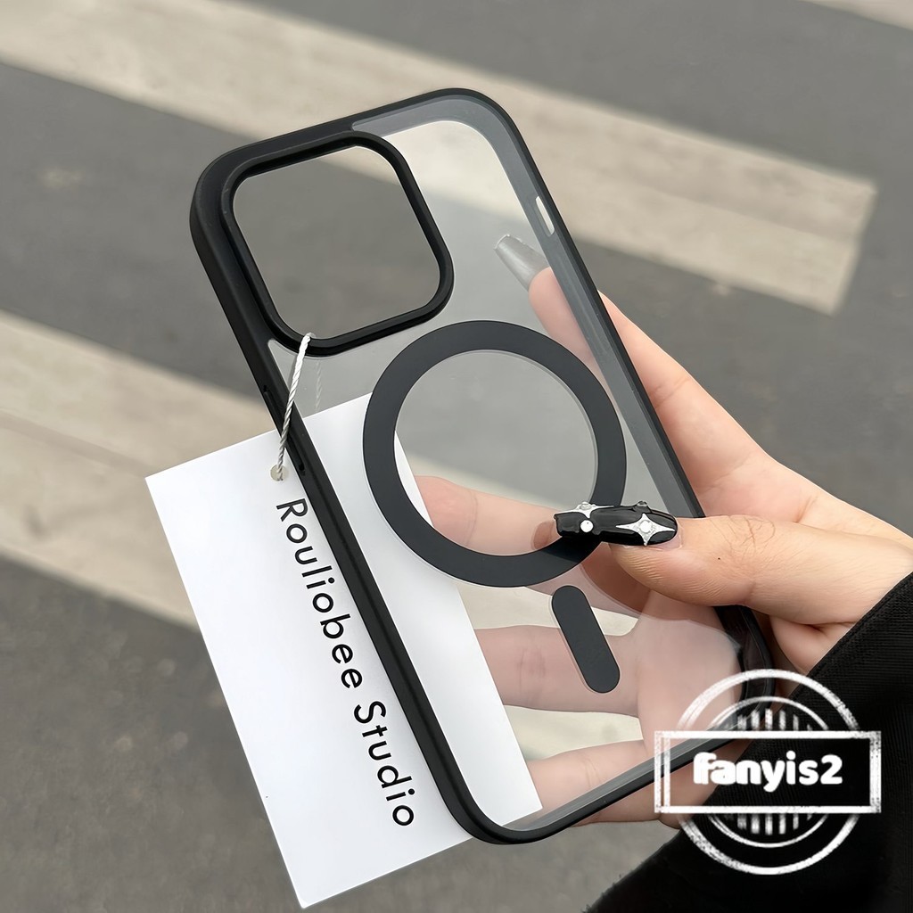 เข้ากันได้กับ iPhone 16 15 14 13 11 12 Pro Max X Xr Xs Max 8 Plus INS Simple โปร่งใสแม่เหล็กดึงดูดเคสโทรศัพท์ Anti Drop กันกระแทกฝาครอบป้องกัน - รูปที่ 4