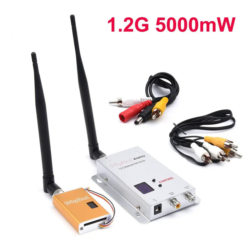 KS FPV 1.2G 5000mW 5W ตัวส่งวิดีโอ FPV ขนาดเล็ก1.2g 1200MHz ส่งสัญญาณและรับเสียงไร้สาย