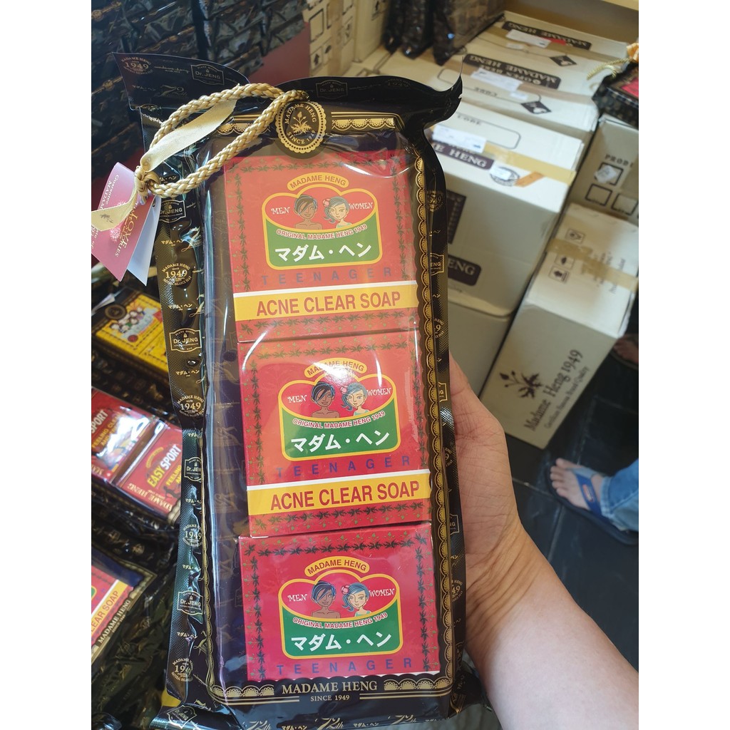 💖ดามเฮงสบู่สิวสมุนไพร แอคเน่เคลียร์ สูตรต้นตำหรับมา Acne Clear SoapMadame Heng💖 1 ลัง