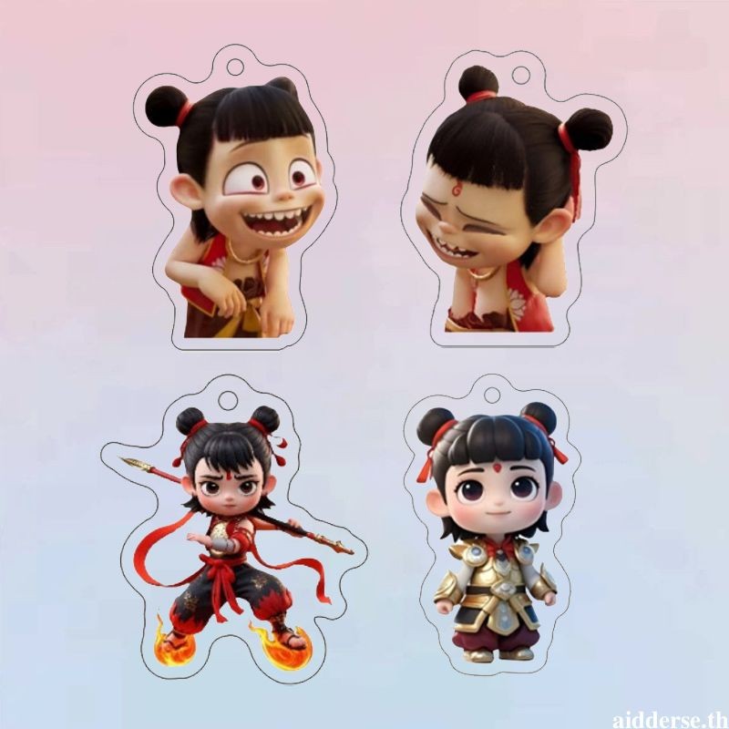 aidderse.th Acrylic Transparent Key Chain Nezha การ์ตูน Key Chain กระเป๋านักเรียนตกแต่งจี้-