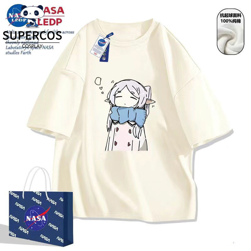 Anime Frieren: Beyond Journeys End เสื้อยืดแขนสั้นผ้าฝ้าย Unisex Top