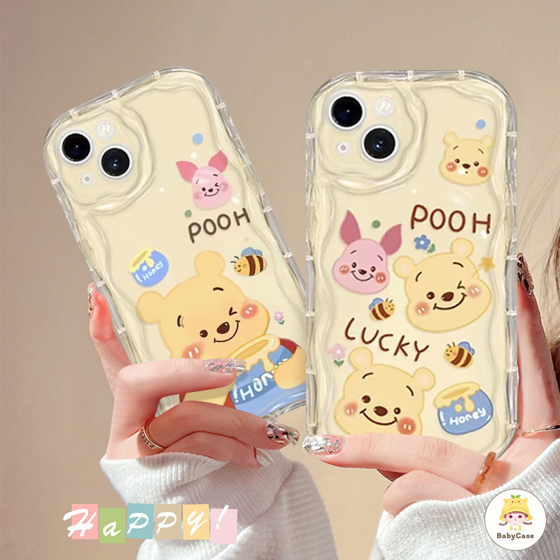 น่ารักดิสนีย์โชคดีวินนี่เดอะพูห์กรณีโทรศัพท์เข้ากันได้ iPhone 11 12 14 13 15 Pro Max 7Plus X XR XS Max 7 8 Plus SE