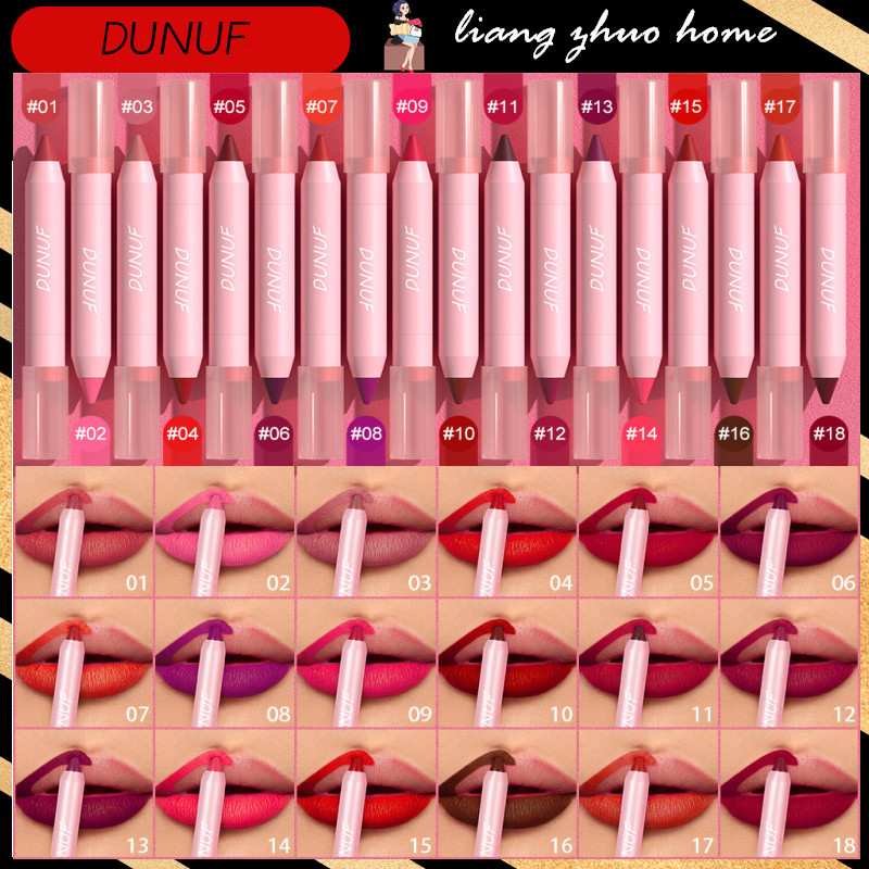 Dunuf ลิปสติก ลิปไลเนอร์ เนื้อแมตต์ สีแดงนู้ด กันน้ํา ติดทนนาน ไม่ติดถ้วย อวบอิ่ม เป็นธรรมชาติ คอนทัวร์ ลิปสติก ดินสอ เครื่องสําอางแต่งหน้า