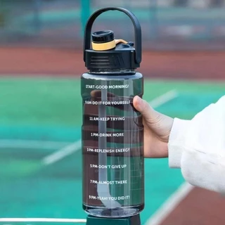 ALLUCK ขวดเครื่องดื่ม,ขวดน้ํากีฬาความจุขนาดใหญ่รั่วซึม,แบบพกพา 1.5L/2L/3L พร้อมเครื่องหมายเวลากาต้มน้ําท่องเที่ยวน้ําหนักเบา
