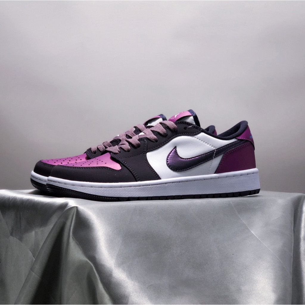 ♞Nike  Ai Jordan 1 Low Golf "Purple Smoke"  Smoke white purple  Ni**ke casual shoes for women  Men'