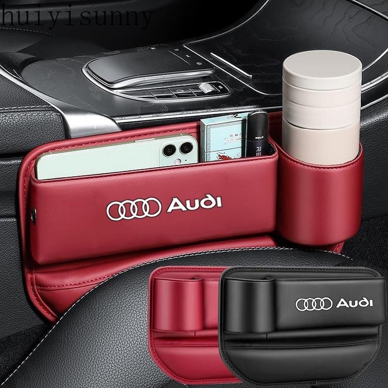 Hys Car Seat Slot กล่องเก็บหนังขยายถุงเก็บถ้วยน้ําสําหรับ Audi A3 A4 A5 A6 Q3 Q5 Q6 Q7