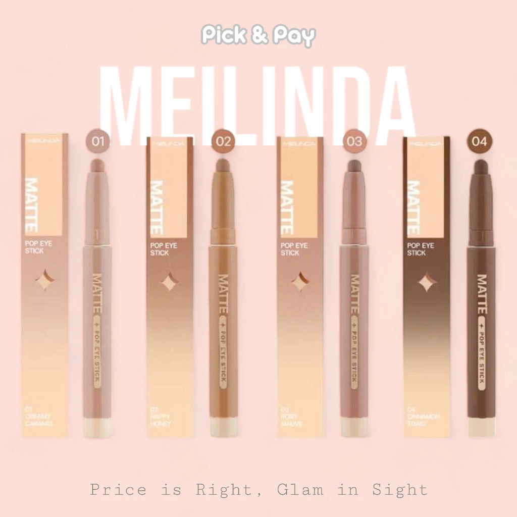 Meilinda Matte and Glitter Pop Eye Stick อายแชโดว์ เมลินดา แบบแท่ง เนื้อแมท เนื้อกริตเตอร์ กันน้ำ