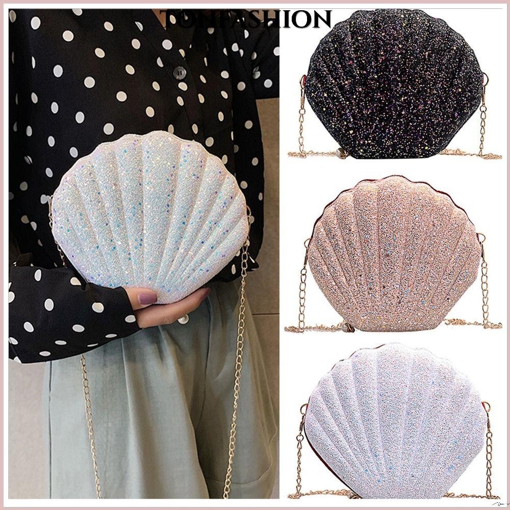 Tonfashion กระเป๋าสะพายไหล่ ใบเล็ก ใส่โทรศัพท์ เงิน โซ่คล้อง สําหรับสตรี