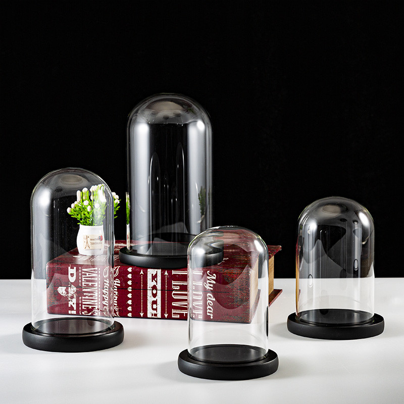 ขวดแก้วที่มีฐานสีดำ,ภาชนะ  สำหรับกล่องดอกไม้แห้งด้วยมือ,โดมแก้วสำหรับตกแต่งบ้าน - รูปที่ 4