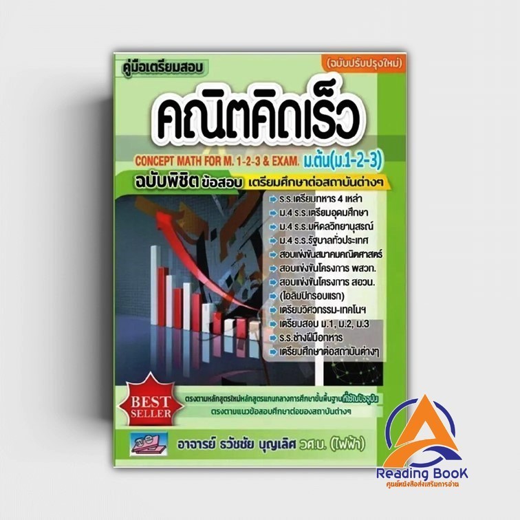 หนังสือ คู่มือเตรียมสอบคณิตคิดเร็ว ม.ต้น ผู้เขียน ธวัชชัย บุญเลิศ สนพ.ธรรมบัณฑิต หนังสือคู่มือเรียน เตรียมสอบ BK03