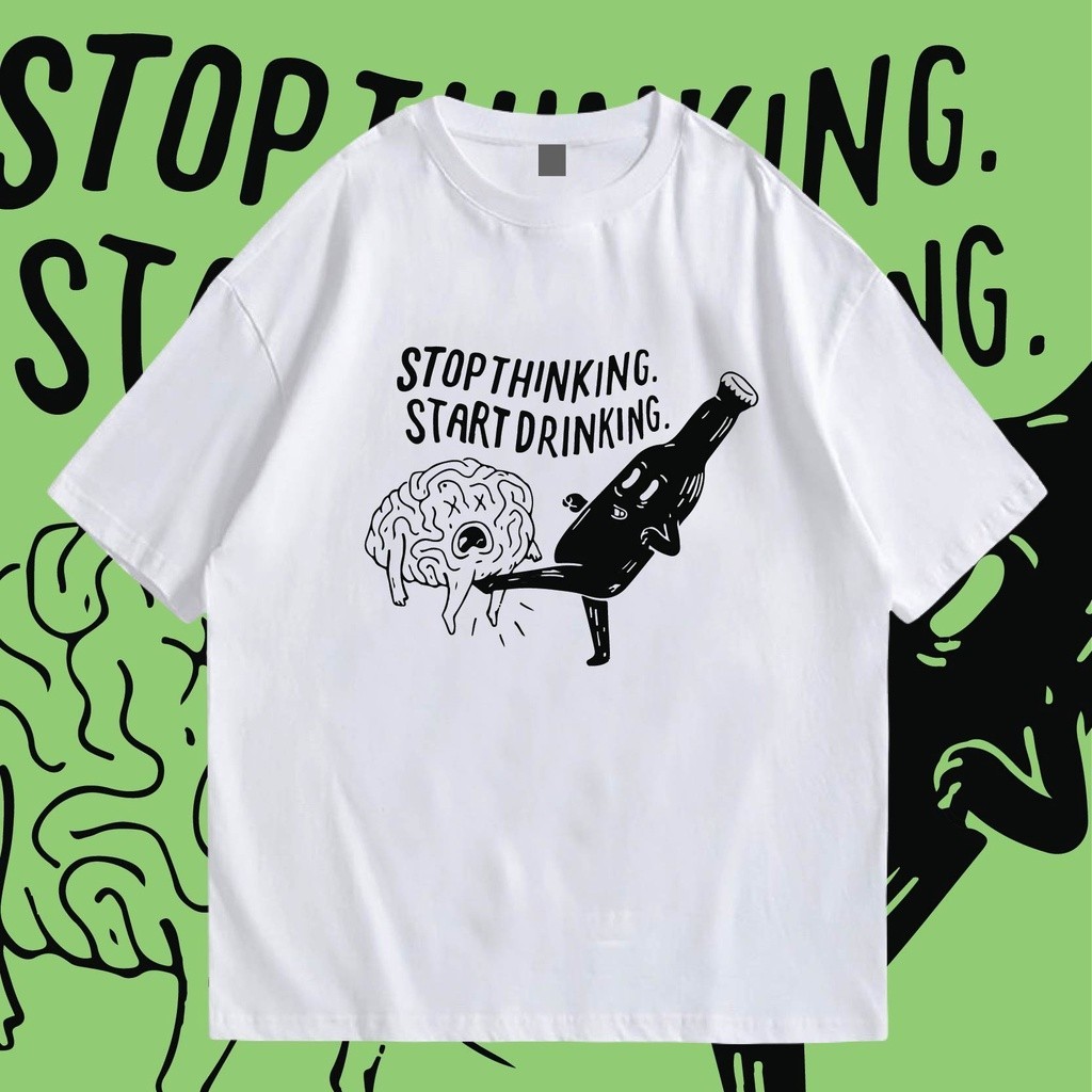 [ส่งจากโรงงาน]ออก24ชั่วโมง OOOK เสื้อ stopdrinking 100% ผ้าดีมากก มีขาวและดำ ทั้งทรงปกติและ OVERSIZE