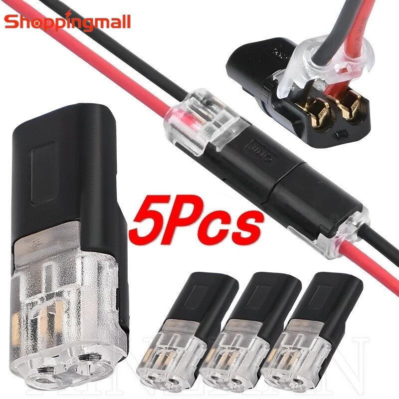 ปลั๊กเชื่อมต่อสายไฟ Led 2 ขา เชื่อมต่อเร็ว แรงดันไฟฟ้าต่ํา ปลอดภัย 5 ชิ้น