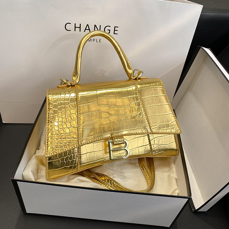 Balenciaga กระเป๋าสะพายไหล่ ทรงสี่เหลี่ยม ลายหนังจระเข้ ขนาดเล็ก แบบพกพา หรูหรา แฟชั่นสําหรับสตรี 2024