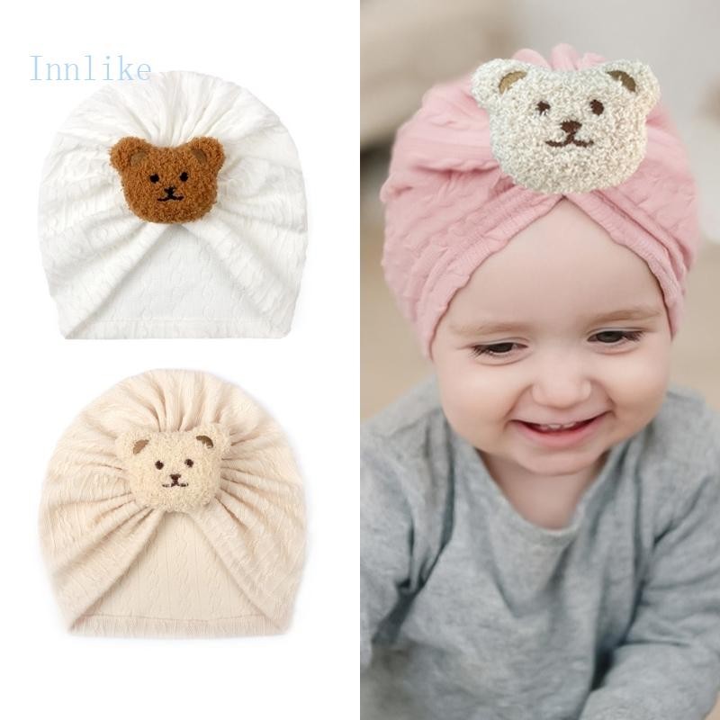 Inn หมวกผ้าโพกหัว ผูกปม ขนาดใหญ่ ระบายอากาศ สําหรับเด็กทารกแรกเกิด 0-24 เดือน