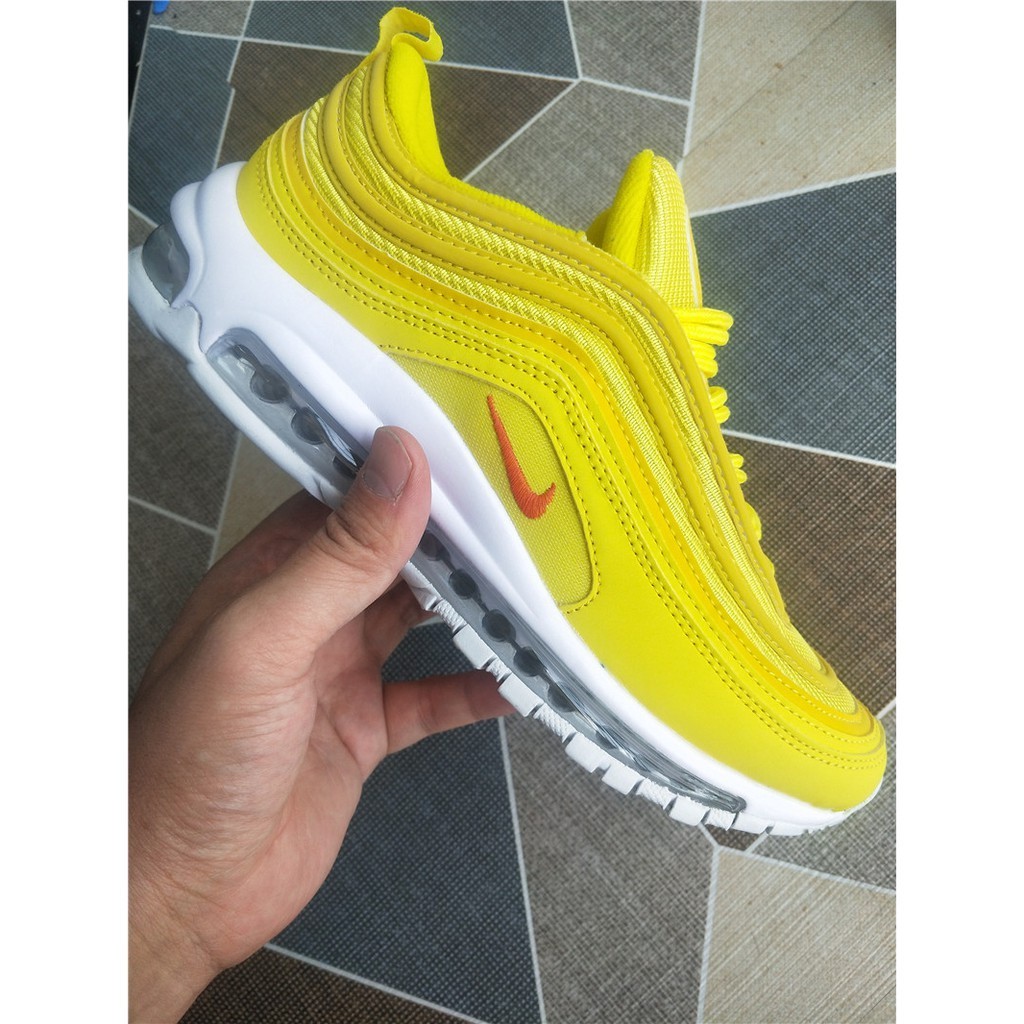 Nike Ready stock real photo Air Max 97 OG Air Cushion shoes yellow - red logo sneakers size 36 - size 46