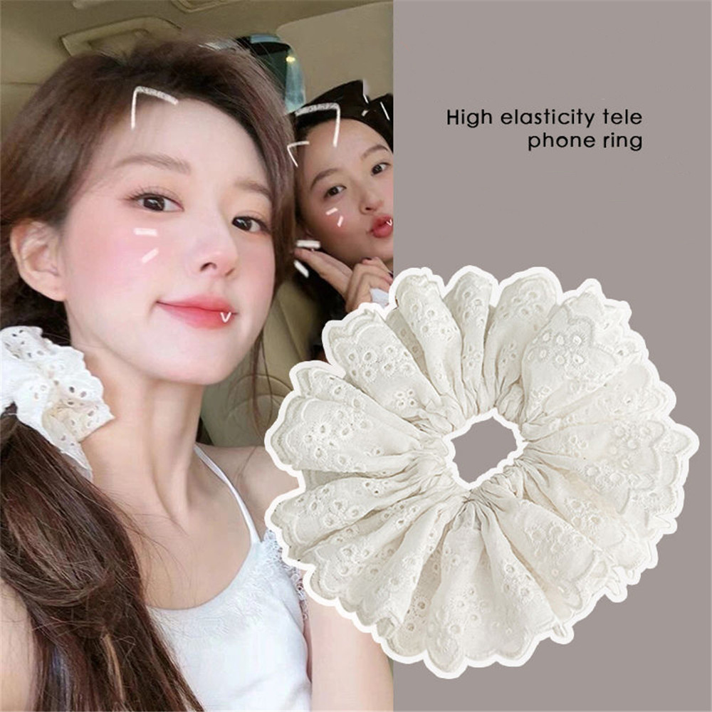 A HELLO GIRL Super Fairy ลูกไม้ ขนาดใหญ่ ยางรัดผม ยางรัดผม เชือกคาดศีรษะ ฝรั่งเศส ย้อนยุค เครื่องประดับผม - รูปที่ 3