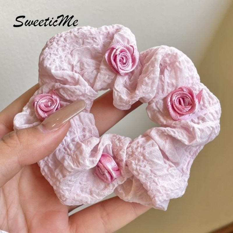 SweeticMe ใหม่แฟชั่นผม Ties French Camellia สาวหวาน Causal อุปกรณ์เสริมยืดผม Ties ราคา ถูกที่สุด ดีลบีเคเค แกลเลอรีภาพที่ 6