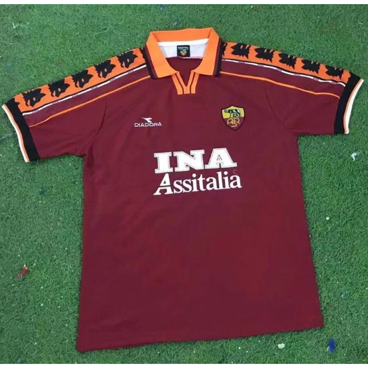 เสื้อกีฬาแขนสั้น ลายทีมชาติฟุตบอล Roma 98-99 คุณภาพสูง สไตล์เรโทร ไซซ์ S-XXL